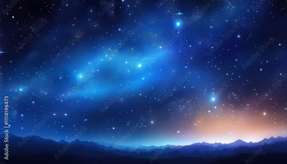 Fototapeta premium night starry sky and bright blue galaxy horizontal background banner