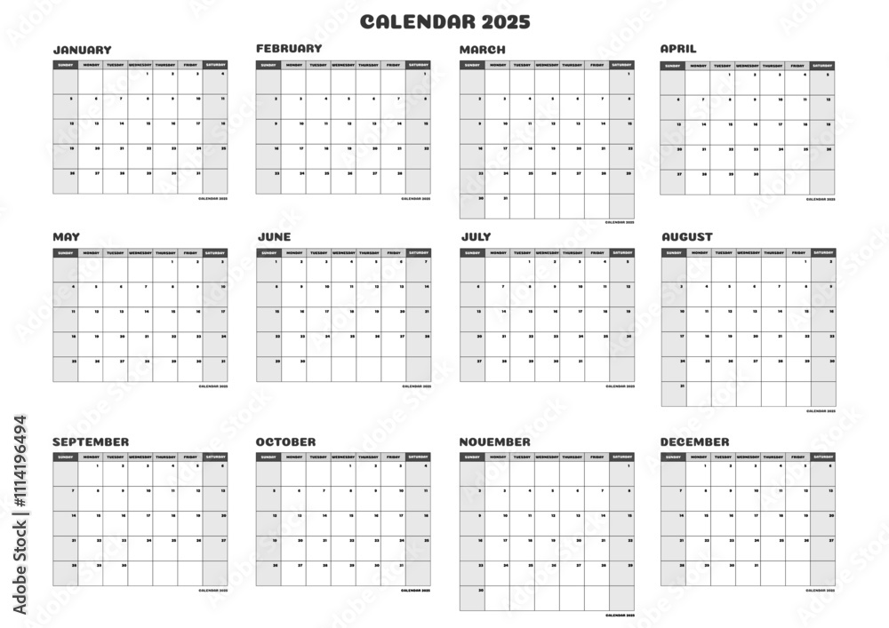 calendar for the year 2025, dynamic and practical to view with spaces for notes, new general calendar great for large sizes A0, A1, A2 and A3 calendar for the year 2025, dynamic and practical to view with spaces for notes, new general calendar great for large sizes A0, A1, A2 and A3