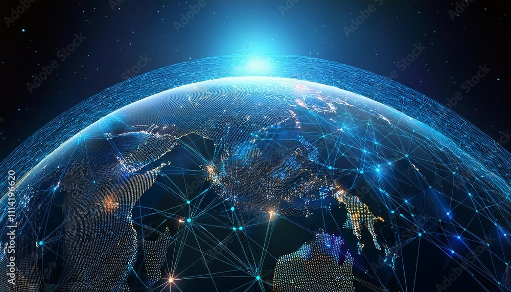 Obraz premium polygonal digital network across earth