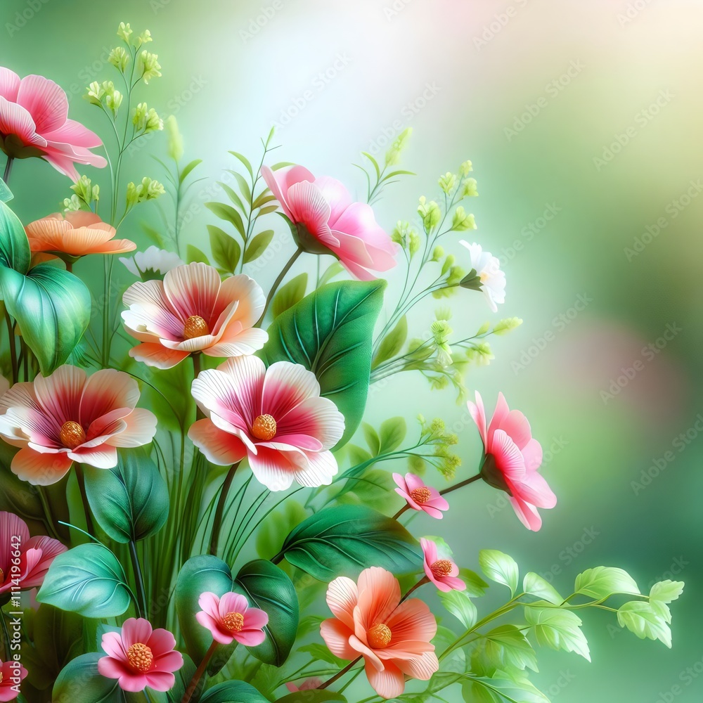 Digital painting of a colorful bouquet of flowers. Digital painting of a colorful bouquet of flowers.
