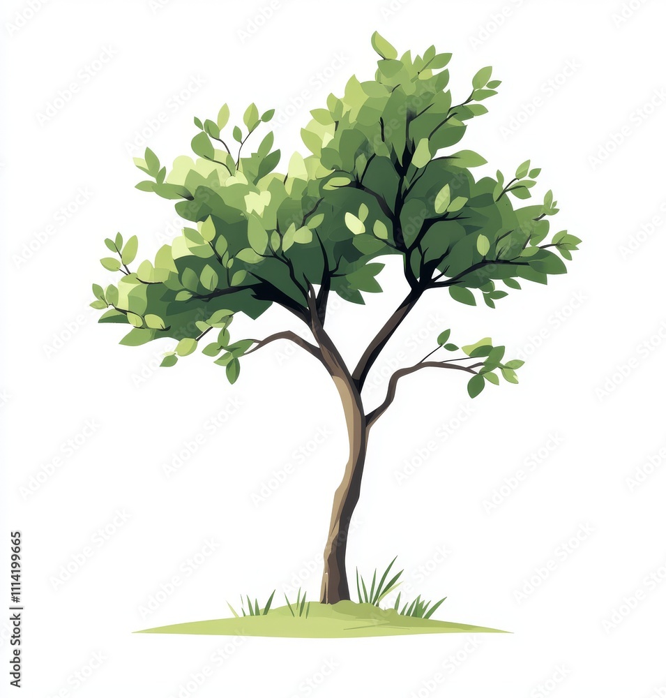 Fototapeta premium Minimalist Illustration of a Green Tree