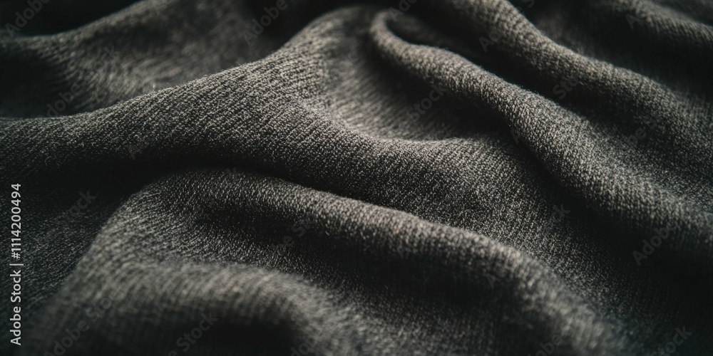 Black fabric texture with folds and creases matte surface with soft shadows abstract minimal design Black fabric texture with folds and creases matte surface with soft shadows abstract minimal design