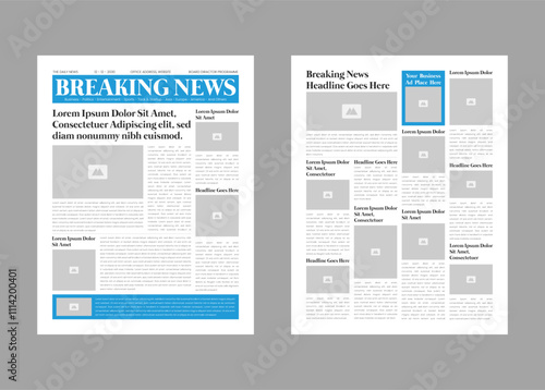 Newspaper layout template and the daily news layout design, newsletter template or vintage newspaper design template