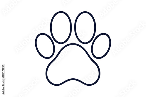 dogs paw print vector line art illustration transparent white background photo