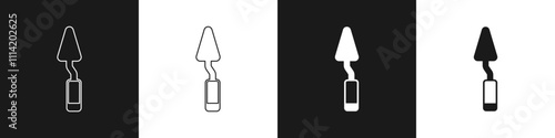 Set Palette knife icon isolated on black and white background. Vector