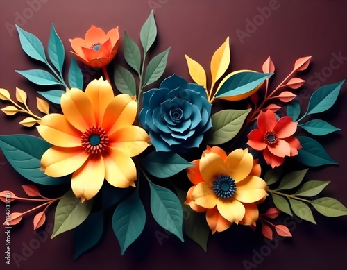 Mexican folk art style vector mandala floral pattern nature composition in circle inspired by tradition