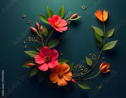 Mexican folk art style vector mandala floral pattern nature composition in circle inspired by tradition