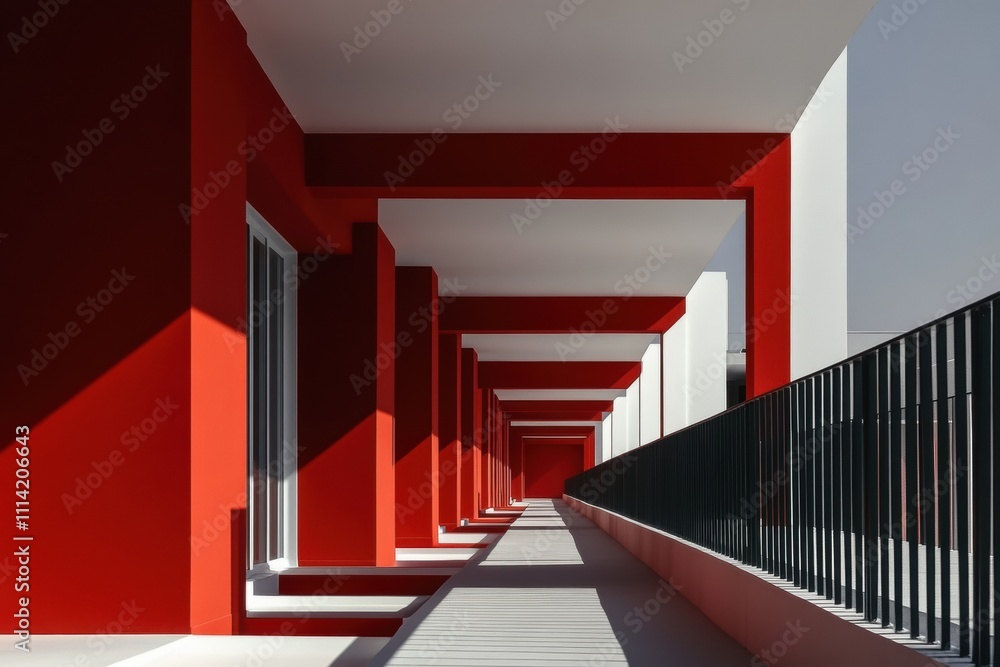 Exploring modern architecture vibrant red corridors in urban design contemporary building aesthetic perspective visual art Exploring modern architecture vibrant red corridors in urban design contemporary building aesthetic perspective visual art