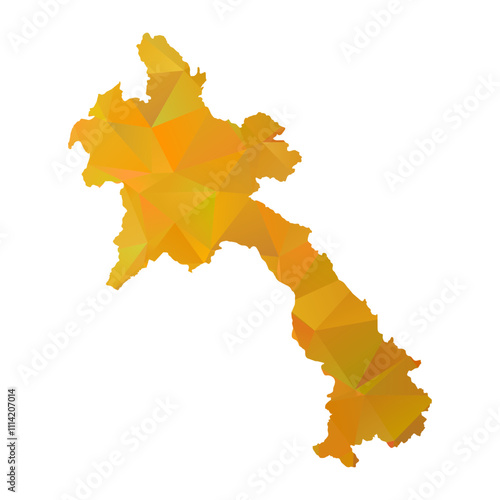 Map of Laos - Gold Geometric Rumpled Triangular , Polygonal Design For Your. Vector illustration eps 10.	
 photo