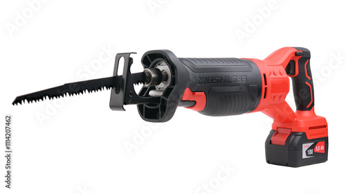 Foto Sabre saw isolated on a white background. Reciprocating saw.
