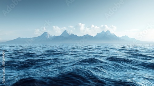 Serene Ocean View with Majestic Mountains Under Clear Sky