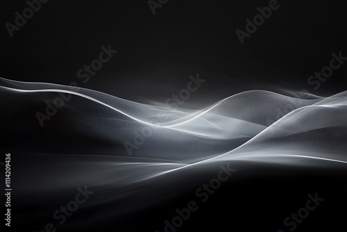 Abstract grayscale waves on dark background.