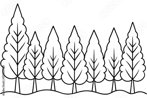 Simple Forest Flourish Line Art Vector could be rewritten as