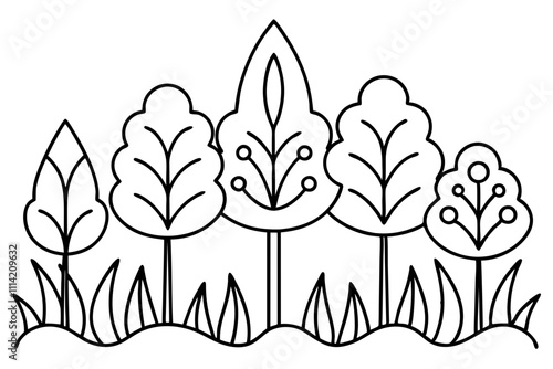 Simple Forest Flourish Line Art Vector could be rewritten as
