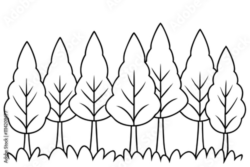 Simple Forest Flourish Line Art Vector could be rewritten as