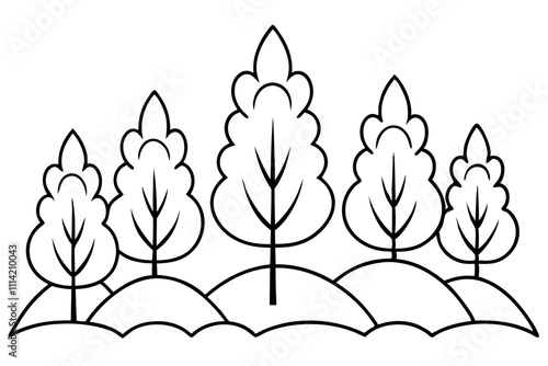 Simple Forest Flourish Line Art Vector could be rewritten as