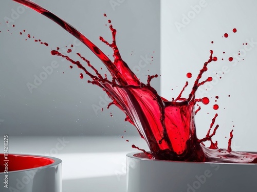 A close up of a red liquid splashing out of it. photo