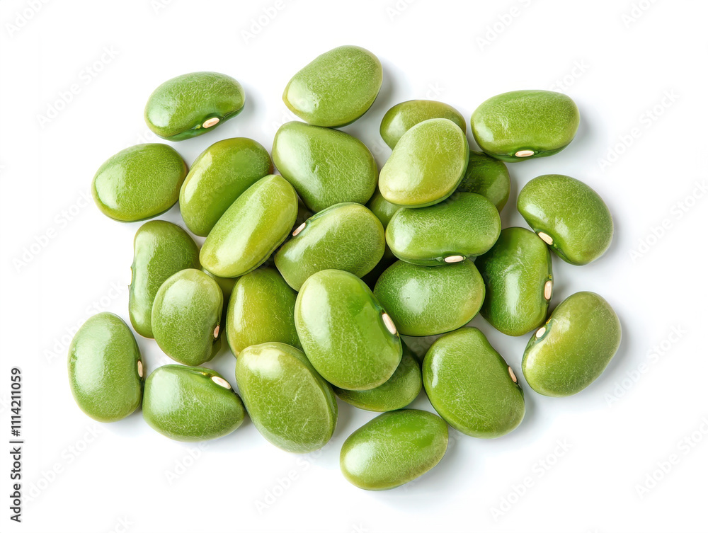 Green mung beans isolated on white background, top view Green mung beans isolated on white background, top view