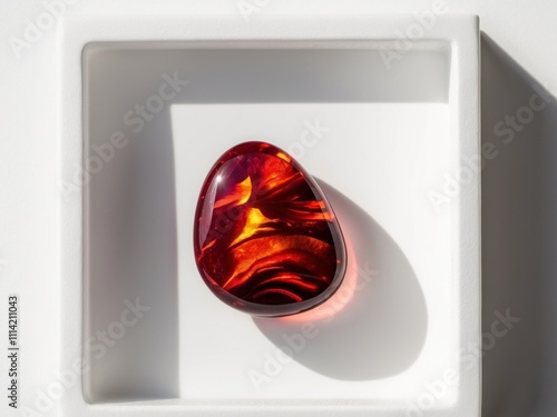 cherry opal a type of opal with deep red or cherry hues creating. photo