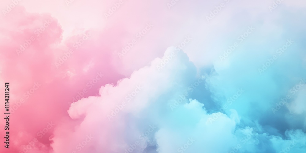 Fototapeta premium Gentle cloudscape in pastel pink and blue hues serene atmosphere captured under soft diffused natural light