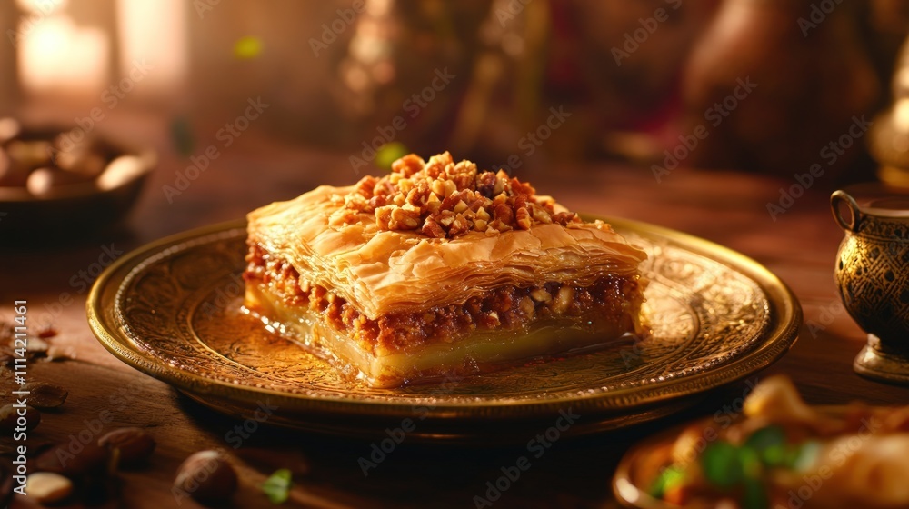 A Golden Plate of Baklava: Sweet Delight A Golden Plate of Baklava: Sweet Delight