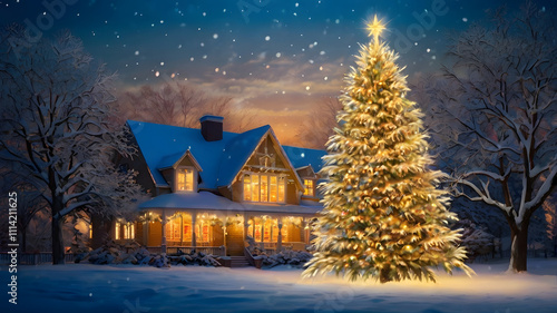 Wallpaper Mural christmas tree in the night Torontodigital.ca