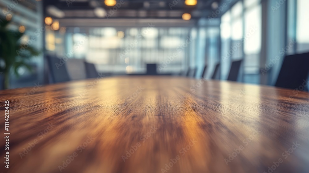 A polished wooden conference table in a modern office setting, suitable for meetings and discussions. A polished wooden conference table in a modern office setting, suitable for meetings and discussions.