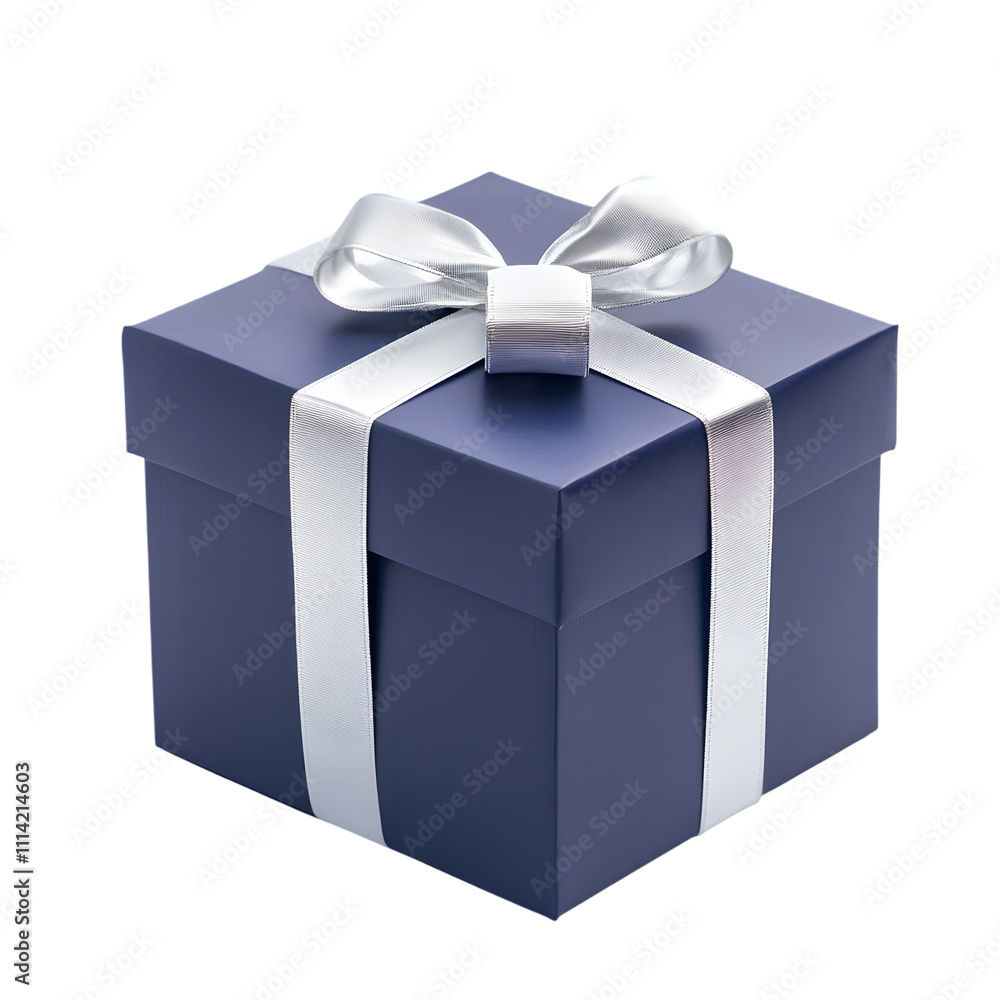 Navy blue gift box on transparent background Navy blue gift box on transparent background