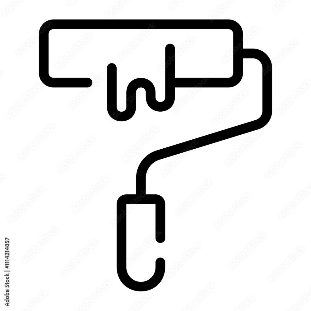 paint roller line icon
