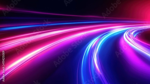 abstract neon lights in vibrant colors, motion blur effect, dark background, dynamic streaks, bright pink and blue hues, digital light art, futuristic vibe, high energy