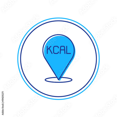 Filled outline Kcal icon isolated on isolated on white background. Health food. Vector