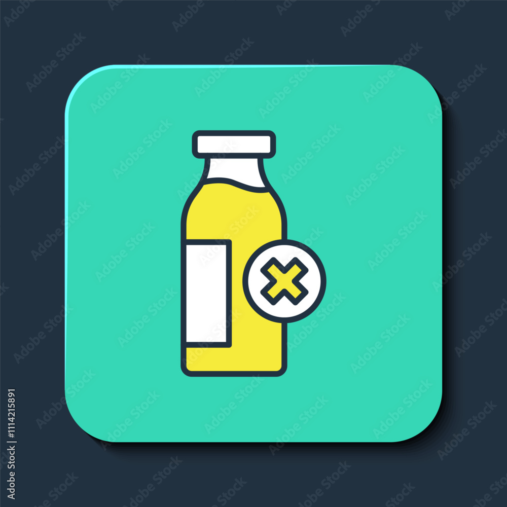 Filled outline Lactose intolerance icon isolated on blue background. Not allow milk. Allergy concept, lactose intolerance allergy warning sign. Turquoise square button. Vector Filled outline Lactose intolerance icon isolated on blue background. Not allow milk. Allergy concept, lactose intolerance allergy warning sign. Turquoise square button. Vector