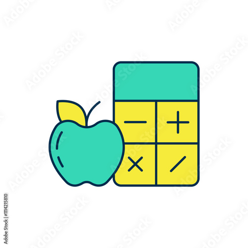Filled outline Calorie calculator icon isolated on isolated on white background. Calorie count. Diet. Weight loss. Portion control. Healthy eating. Dietary nutrition. Vector