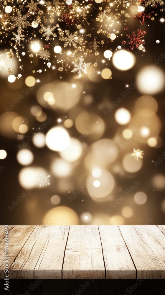 Utilize this versatile space with a blurred Christmas backdrop and a clean tabletop to showcase your holiday products or promotional text Utilize this versatile space with a blurred Christmas backdrop and a clean tabletop to showcase your holiday products or promotional text
