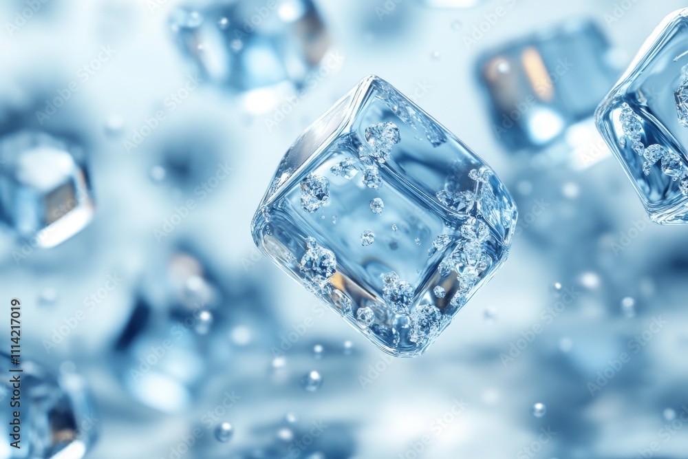 Floating ice cubes in clear water high-speed photography cool environment abstract viewpoint refreshing concept Floating ice cubes in clear water high-speed photography cool environment abstract viewpoint refreshing concept