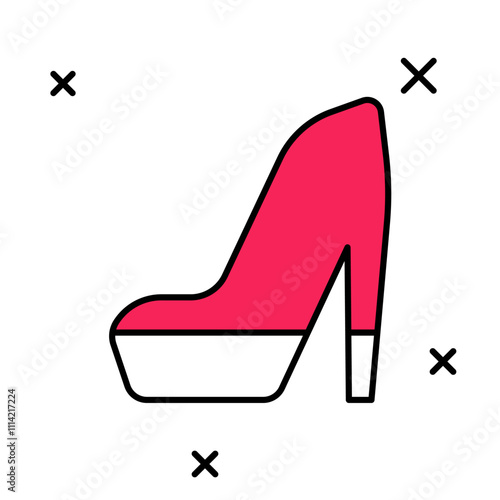 Filled outline Woman shoe with high heel icon isolated on white background. Vector