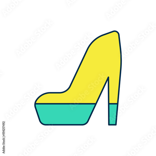 Filled outline Woman shoe with high heel icon isolated on white background. Vector