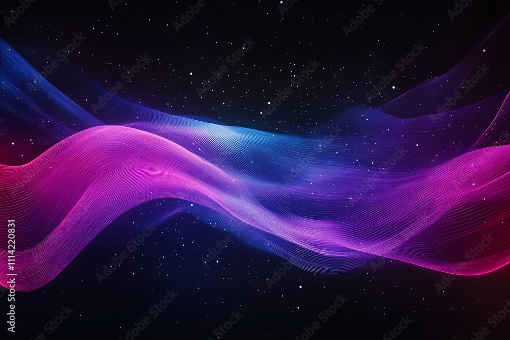 Abstract pink and blue wave on dark background with sparkle. Abstract pink and blue wave on dark background with sparkle.