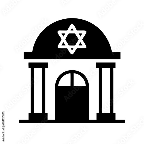 Detailed icon of an Orthodox synagogue with distinct architectural features, ideal for cultural education.