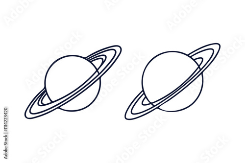 Set of celestial design of planets silhouette clip art vector illustration on white background