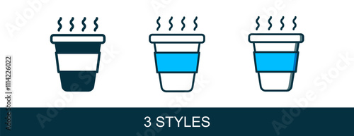 Filled outline Coffee cup to go icon isolated on white background. Vector