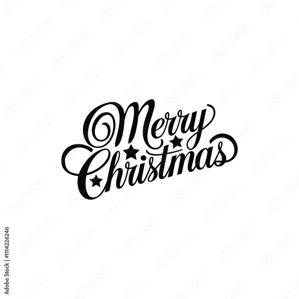 Obraz premium Merry Christmas lettering typography winter holiday design and color gift, snowflakes, snow, Vector illustration.