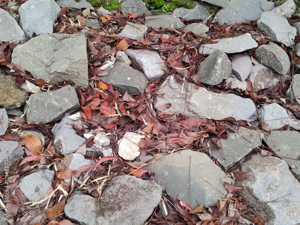 A series of split stones can be used to decorate the edge of a pool, or as part of a concrete construction structure.