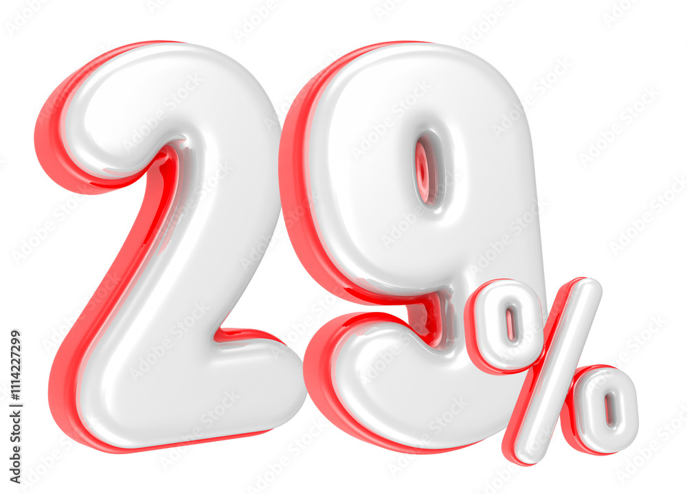3d rendering Number 29 Percent isolated 3d rendering Number 29 Percent isolated