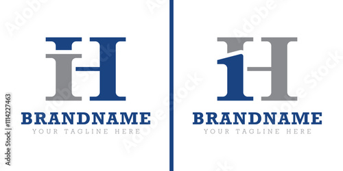 Letters IH and 1H Logo, for business with IH HI 1H H1 initials