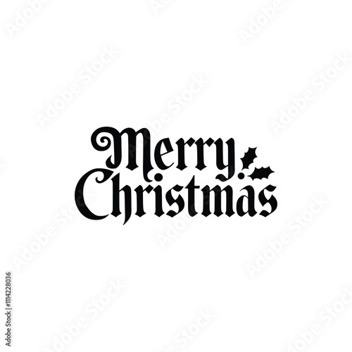 Merry Christmas lettering typography winter holiday design and color gift, snowflakes, snow, Vector illustration.