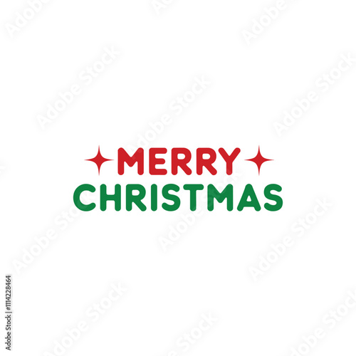 Merry Christmas lettering typography winter holiday design and color gift, snowflakes, snow, Vector illustration.