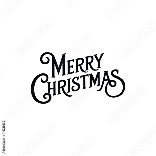 Merry Christmas lettering typography winter holiday design and color gift, snowflakes, snow, Vector illustration.