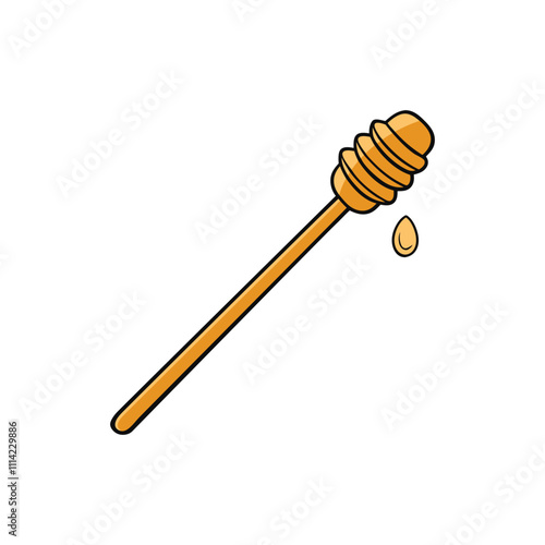 Honey Dipper Sketch Wooden Spoon Apiary Stick Vector Design