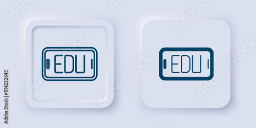 Filled and outline Online education and graduation icon isolated on grey background. Online teacher on monitor. Webinar and video seminar learning. Square button. Vector